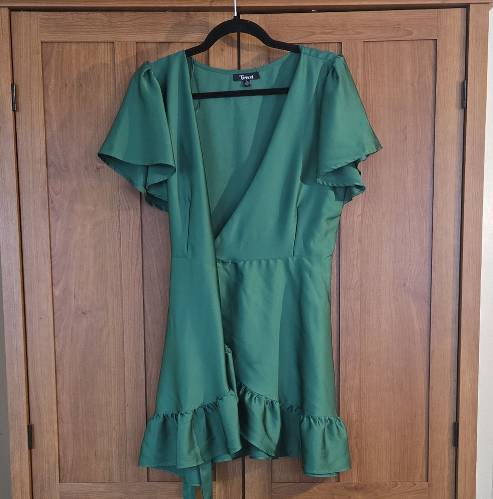 Trixxi Green Wrap Mini Dress